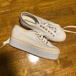 Superga rainbow pastel platform sneakers